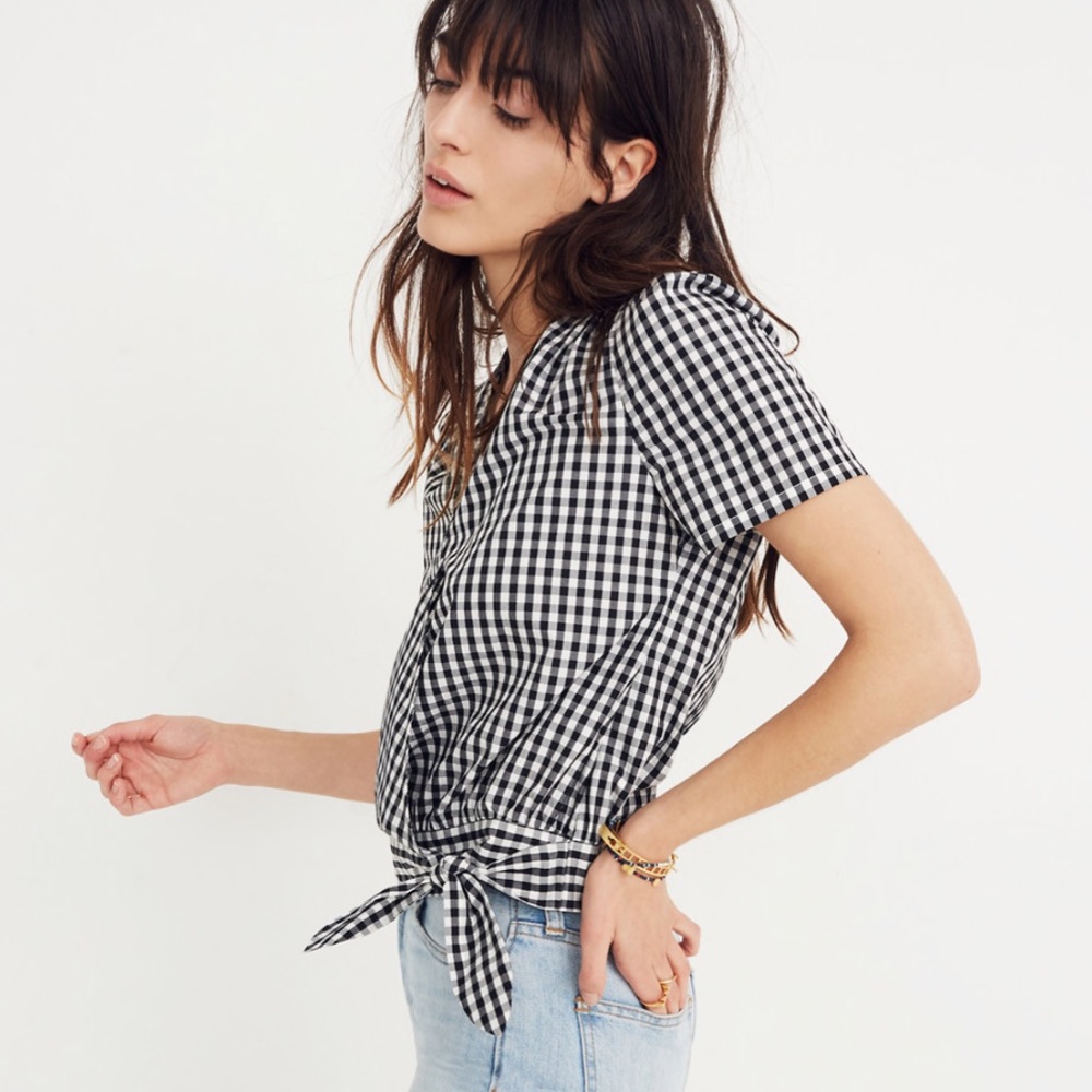 NWT Madewell Gingham Wrap Top